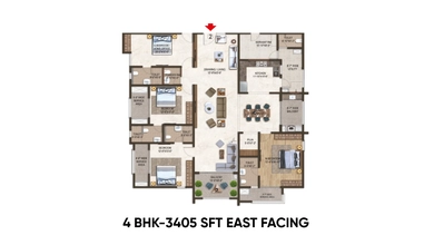 4 BHK 3405 SFT East
